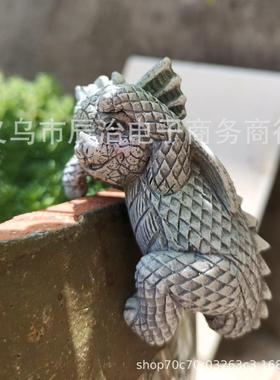 花园小雕像4只小恐龙挂花盆恐龙套装装饰树脂工艺品园艺花园装饰