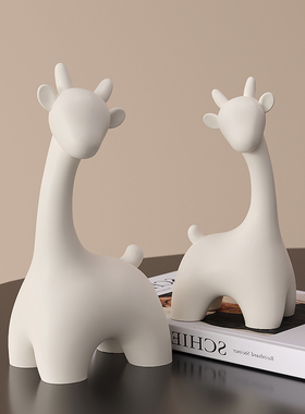 创意抽象情侣鹿小摆件一对u客厅玄关电视柜酒柜装饰品儿童房可爱