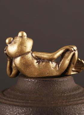 古玩仿古做旧创意把玩青蛙汽车摆件黄铜地摊铜器金蟾桌面装工艺品