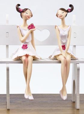 桌面摆件白衣天使坐款花仙子少女手工娃娃树脂工艺礼品家居装饰品