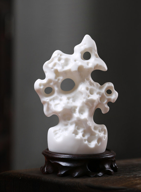 新中式陶瓷太g湖石摆件书房博古架装饰创意办公室客厅茶几桌面摆