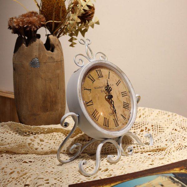 欧式铁艺创意座钟复古静音轻奢时钟摆件客厅卧室台式高端钟表装饰,淘宝优惠券,粉丝福利购,淘宝优惠卷