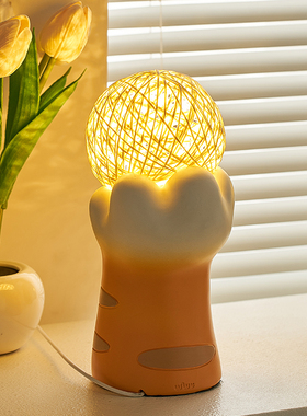 猫爪床头灯卧f室小夜灯床头摆件台灯闺蜜生日礼物女生实用装饰