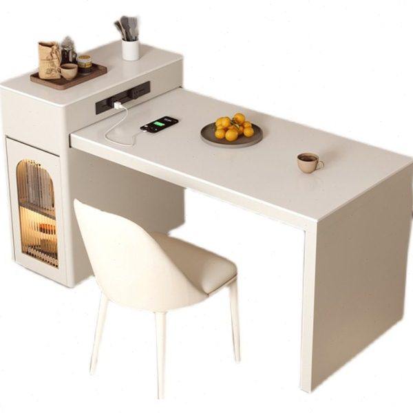 法式岛台餐桌一体可伸缩家用奶油风多功能带电磁炉岩板餐桌小户型,淘宝优惠券,粉丝福利购,淘宝优惠卷