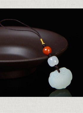 天语龙吟原矿和田玉n如意款手机链文艺古风手机挂件吊坠玉石挂坠