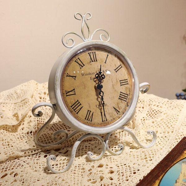 欧式铁艺创意座钟复古静音轻奢时钟摆件客厅卧室台式高端钟表装饰,淘宝优惠券,粉丝福利购,淘宝优惠卷