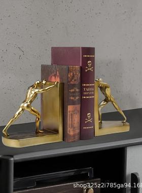 北欧创意大力士书推办公室桌面装饰品酒柜客厅书柜摆件树脂工艺品