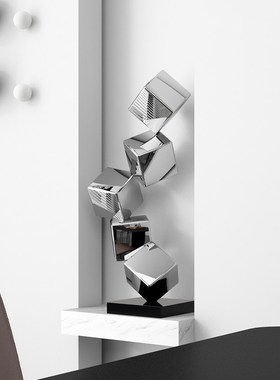 现代轻奢不锈钢雕塑酒店玄关壁龛落地装饰摆N饰客厅电视柜壁柜几