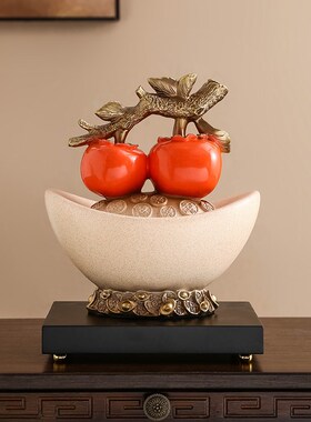 客厅装饰柿柿事事如意柿子摆件中式D玄关礼物乔迁新居搬家之喜礼