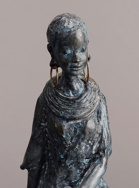 怀旧创意非d洲艺术人像摆件餐厅会所样板房客厅桌面装饰工艺品摆