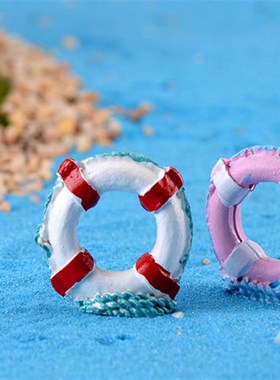 微景观海洋沙滩鱼缸o造景小摆件创意手工小饰品树脂救生圈游泳圈