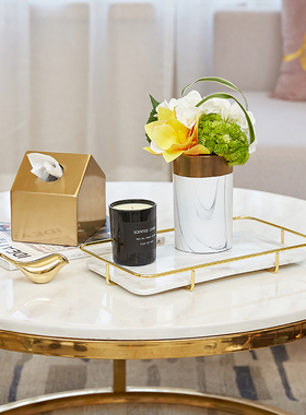 北欧式现代轻奢客厅茶几长方形家用托盘样板房Q间家居软装饰品摆