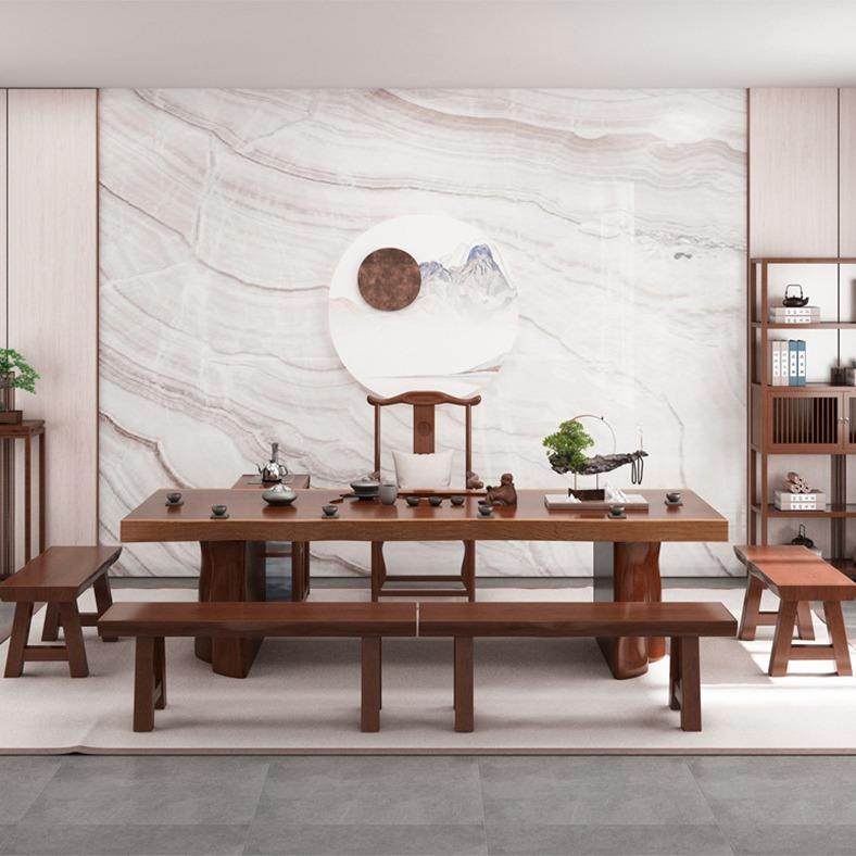 新中式实木仿古茶桌椅组合客厅大板茶台全套办公室功夫泡茶一体桌,淘宝优惠券,粉丝福利购,淘宝优惠卷