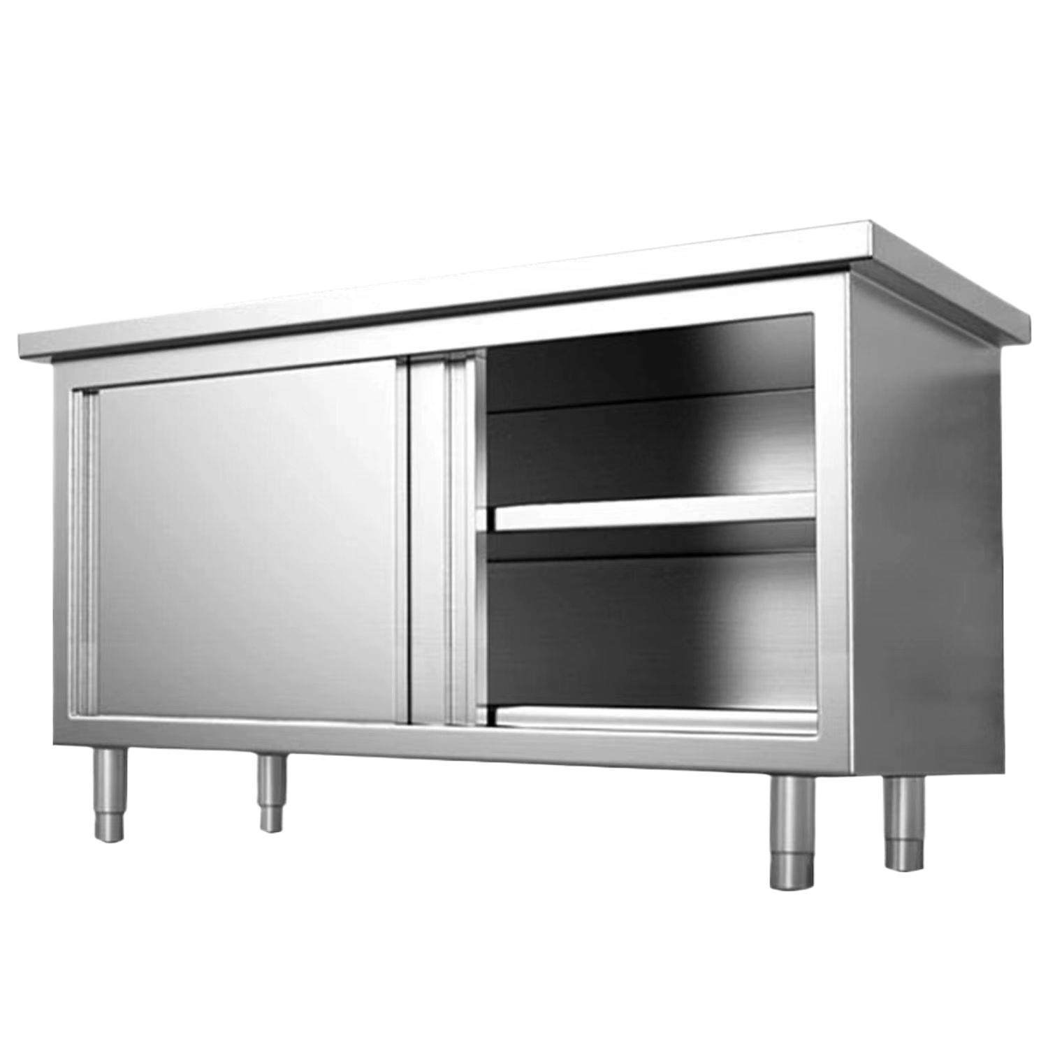 不锈钢工TVK作台房橱柜商用餐饮店厨桌作子家用操台推门拉置物架,淘宝优惠券,粉丝福利购,淘宝优惠卷