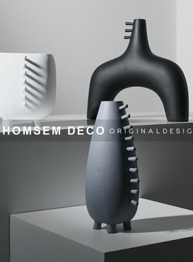 简约现代侘寂风插花器样板房间z售楼处花艺花束摆件家居桌面花瓶