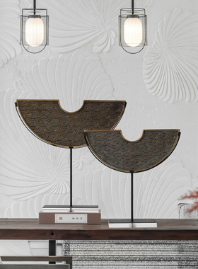 新中式玄关博古架摆设客厅茶室书房F摆件中国风半璧样板房软装饰