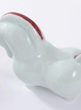 新式富贵陶茶瓷马摆件中饰青瓷样板间书房茶几书桌室ML9029博古架