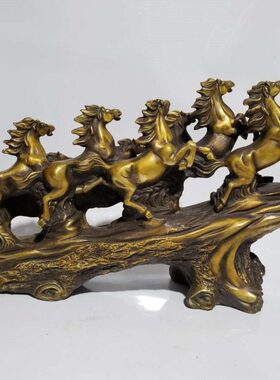 纯铜摆件八骏马中式玄关装饰品八骏雄风居家客厅公司铜马案台摆设