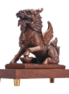 紫铜麒麟摆件一对中式家居客厅办公室装饰品摆设公司开.业乔迁礼