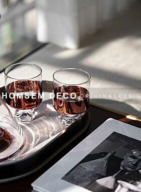 现代轻奢球盖酒具样板间客厅茶几B餐桌吧台高级感玻璃酒瓶酒杯摆