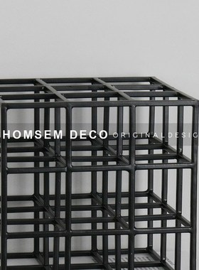 欧式极简现代轻h奢创意方框铁艺摆设样板房间售楼处客厅玄关柜摆