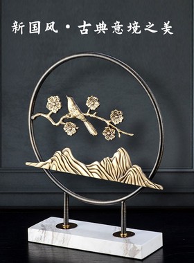 招财纯铜鹿轻奢酒柜m装饰品办公室桌面高端家居电视柜书房客厅摆