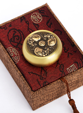 双面转钱a把件纯铜赚钱手把件牛转乾坤时来运转转运摆件黄铜手玩