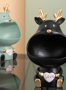 鹿摆件入户进门口放钥匙收纳客厅现代轻奢招财鞋柜玄关Y家居装饰