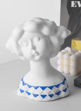 北欧半身像女孩创意摆件家居客厅电视柜酒柜玄P关高级感轻奢装饰