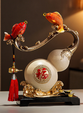 2024龙年新中式葫芦招r财摆件客厅酒柜年年有余玄关暖居新年装饰