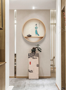 中式仿古大号祥云展示柱家居客厅过道玄关落地装饰摆件.底座仿石