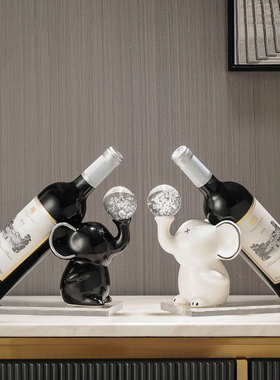 创意现代简约轻奢大象红酒架红酒瓶装饰K品摆件酒柜客厅乔迁礼物