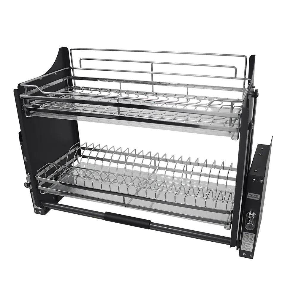 304不锈钢厨房吊柜升降拉篮橱柜收纳双层碗碟篮阻尼缓冲拉篮,淘宝优惠券,粉丝福利购,淘宝优惠卷