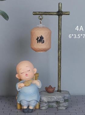 小和尚摆件禅意中式家居摆设客厅小夜灯桌面创意装饰品可爱沙弥