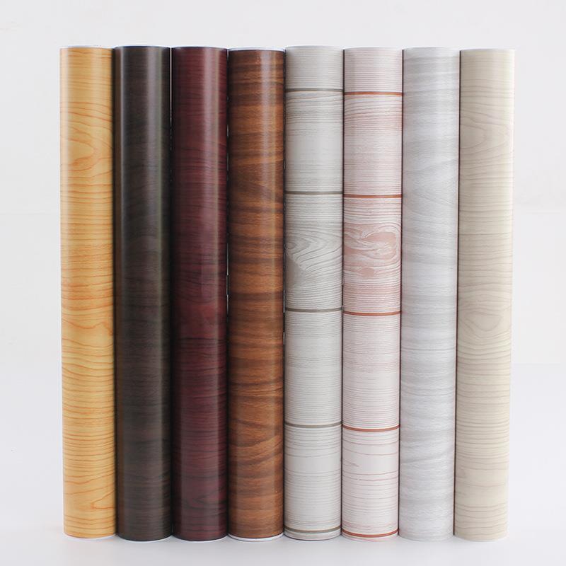 Imitation wood PVC self-adhesive wallpaper dormitory instant sticker wallpaper home old house renovation wood grain sofa film and television wall wallpaper