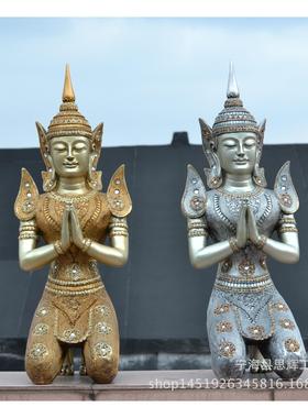 泰国跪侍女摆件雕刻礼仪迎宾家居装饰工艺品玄关摆设开业结婚礼品