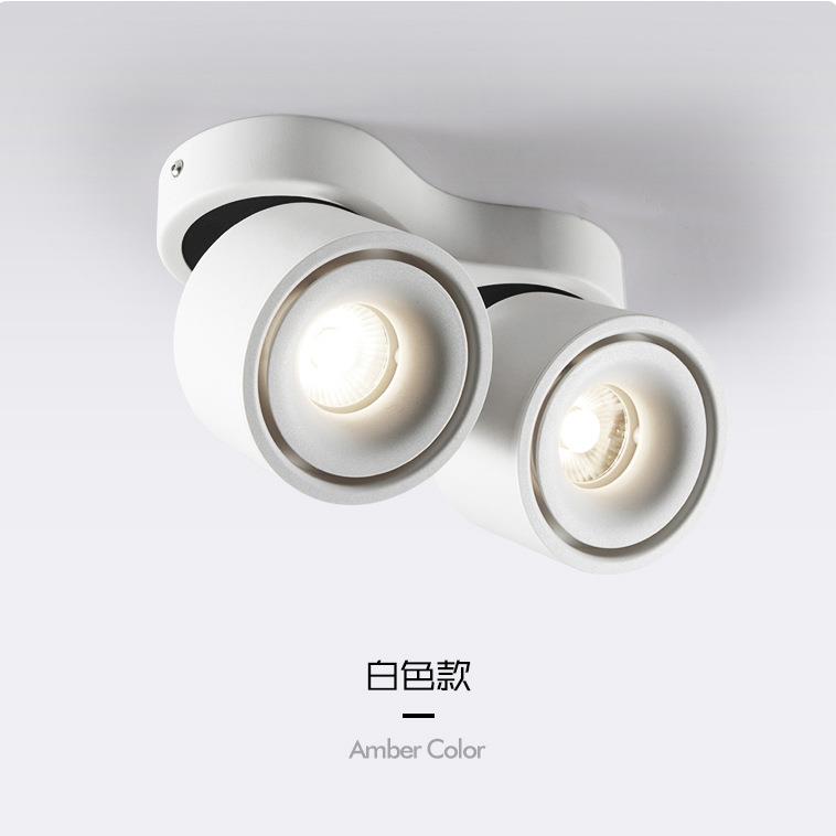 Double-head surface-mounted spotlight, adjustable angle, LED ceiling lamp, household living room, aisle lamp, commercial store folding downlight