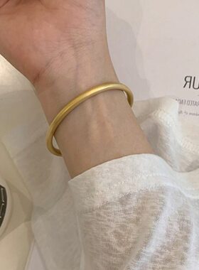 大码手镯女胖MM沙金古法传承磨砂手环胖人粗手特大号实心镯子国风