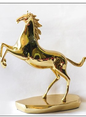 创意现代轻奢铜金马摆件办公y室书桌玄关铜工艺品生肖马吉祥招财