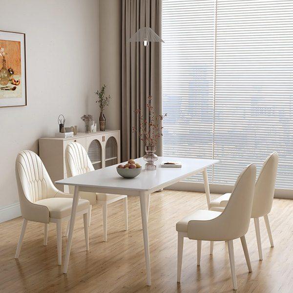 岩板餐桌轻奢现代简约家用小户型吃饭桌子奶油风长方形纯白餐桌椅,淘宝优惠券,粉丝福利购,淘宝优惠卷