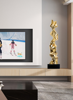 大型雕塑摆件工艺品酒店大堂过道玄关落地L售楼处装饰品电镀艺术