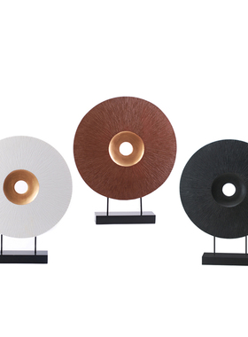 新中式圆形屏风h玉璧摆件现代样板间酒店办公室书房客厅玄关装饰