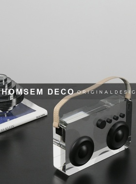 简约现代创意艺术水晶卡通收v音机 样板房间家居摆件 客厅软装饰