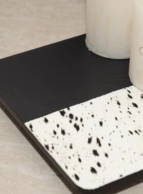 轻奢现代金属马毛托盘置物摆件样板间卧室酒店软装饰品家居摆设