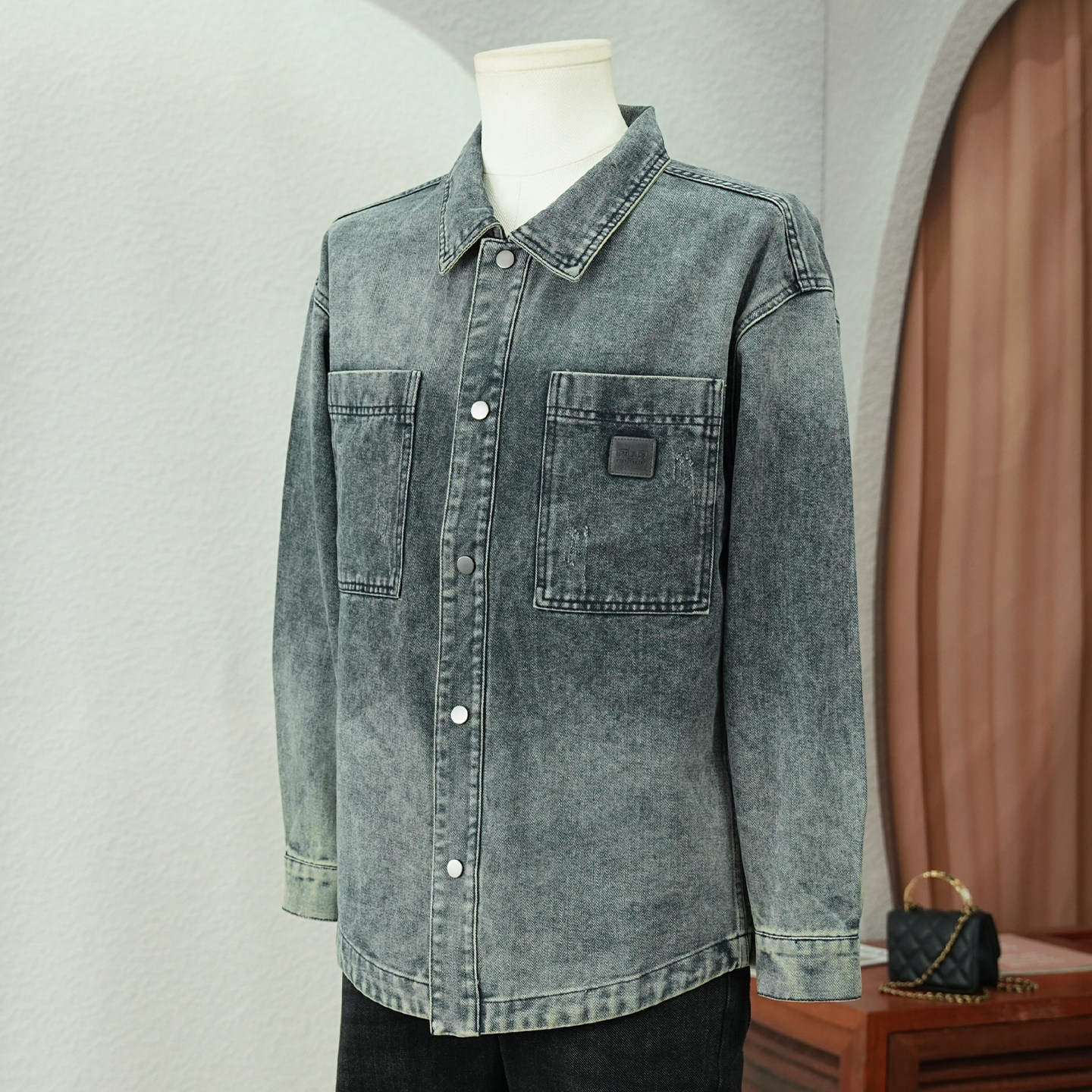 美式复古牛仔外套男装长袖翻领双口袋宽松休闲潮流做旧风茄克春秋,淘宝优惠券,粉丝福利购,淘宝优惠卷