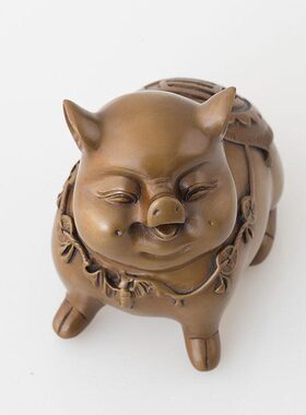 铜韵堂 铜生肖猪可爱摆件 桌面卧室办公室酒柜饰品办公室客厅礼品