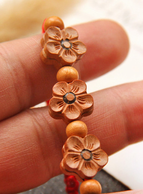 2021本命年红绳手链女男士手工编C织桃木幸运花金刚结宝宝饰品情