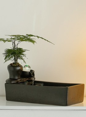 创意流水生财f摆件循环水招财办公室桌面水晶球喷泉装饰品开业礼