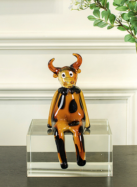 极简轻奢琉璃艺术动物摆件u原创现代客厅酒柜售楼处软装装饰工艺