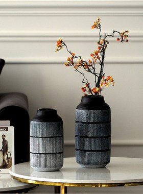 新款复古线f条创意玻璃花瓶 客厅书房复古台面家居装饰品花瓶